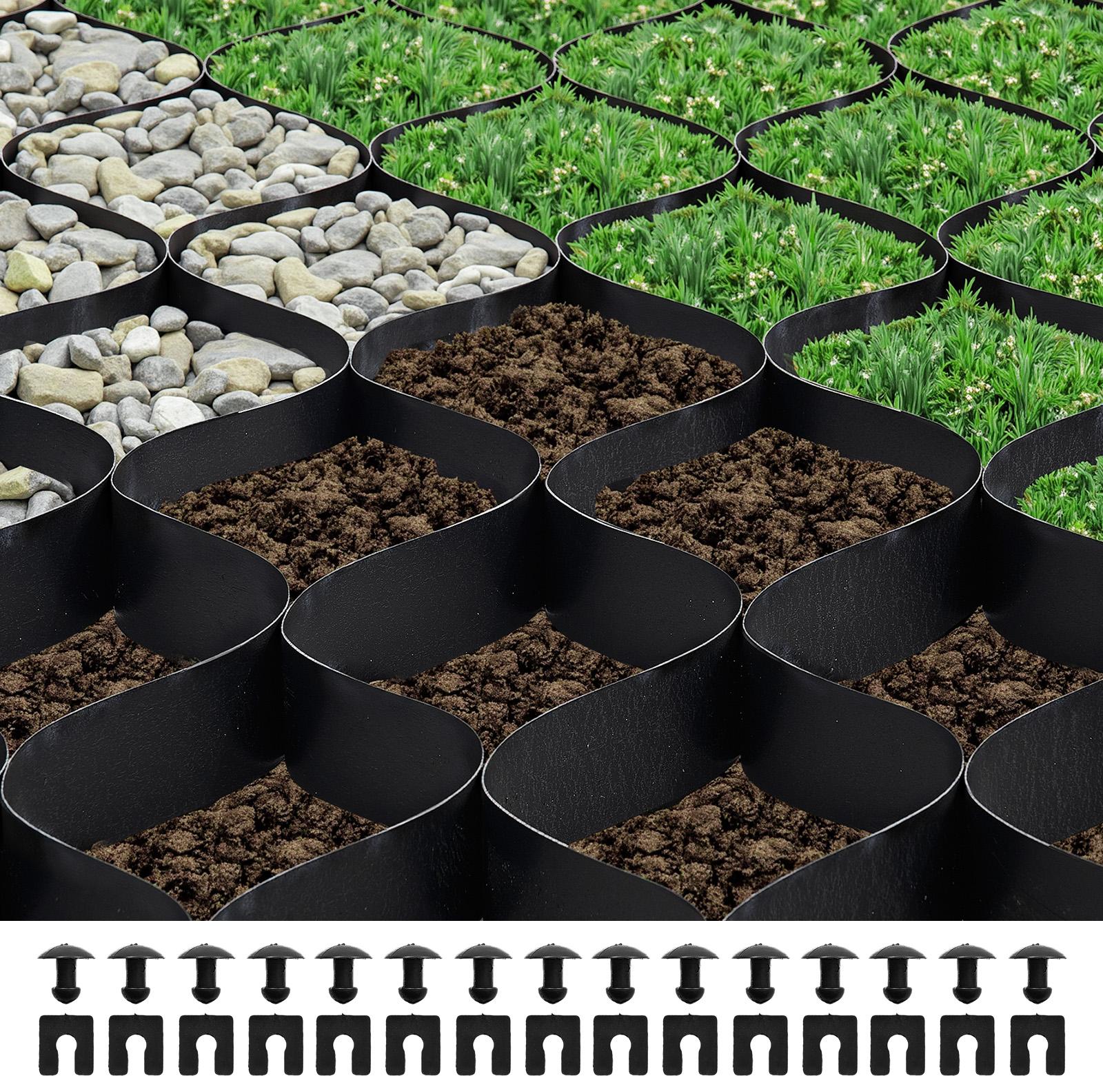 VEVOR Kiesgitter, 50 mm Tiefe, Rasengitter 8200x1200 mm, Kieswabe, Wabengitter HDPE, durchlässige Geogitter zur Einfahrtsstabilisierung, für Garten, Terrasse, Gehweg, Wohnmobilparkplätze 50-400