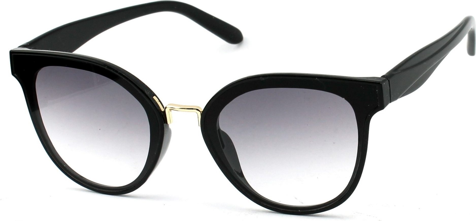 Rennec Große Sonnenbrille Cateye Schwarz Damen Luxus Katzenaugen Brille Rauch Grau Getönt Oversize UV400 Gläser Luxxada LX-CT68-Schwarz-Getönt