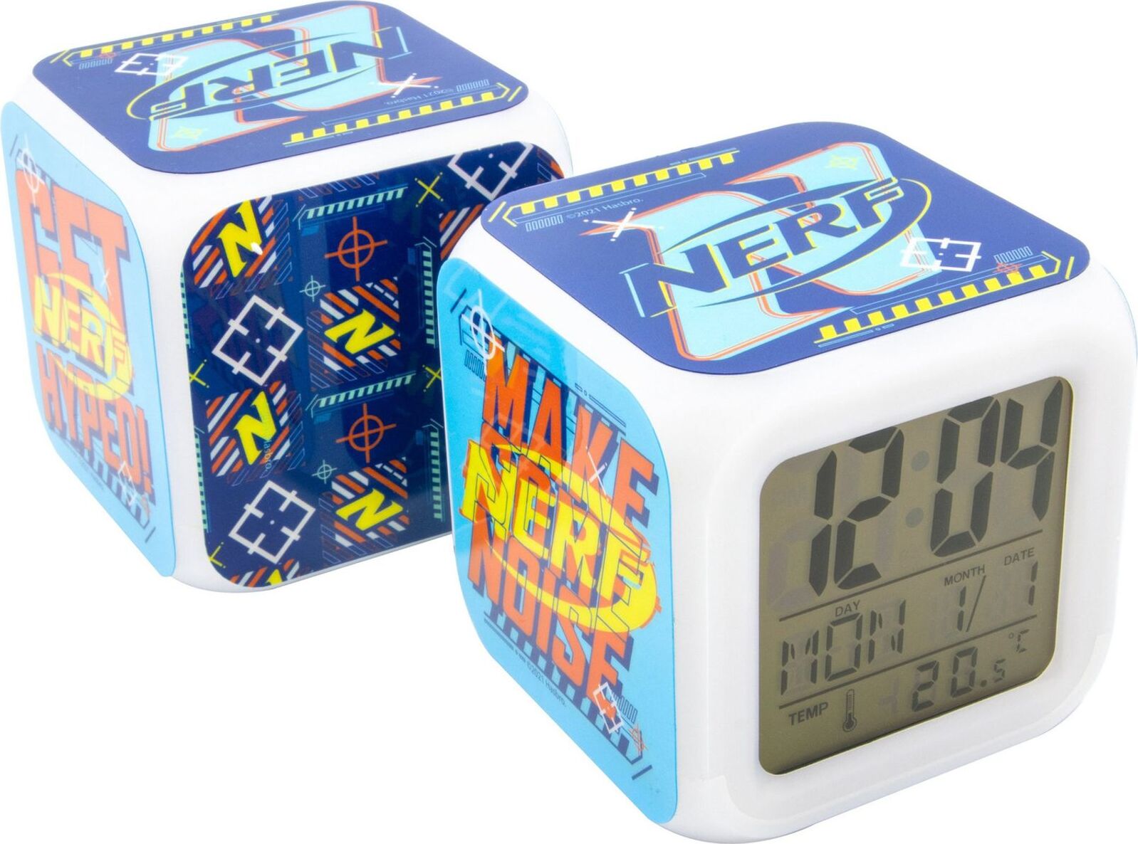 Joy Toy Nerf Wecker im Würfel-Design, ca. 8x8x8 cm, Lizenzprodukt, in Geschenkverpackung JOY42681