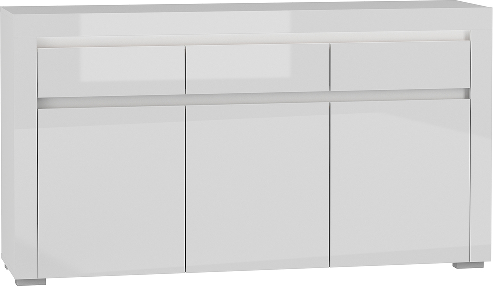 Buffet Kasla mit 3 Schubladen und 3 Türen, Weiß, 152cm