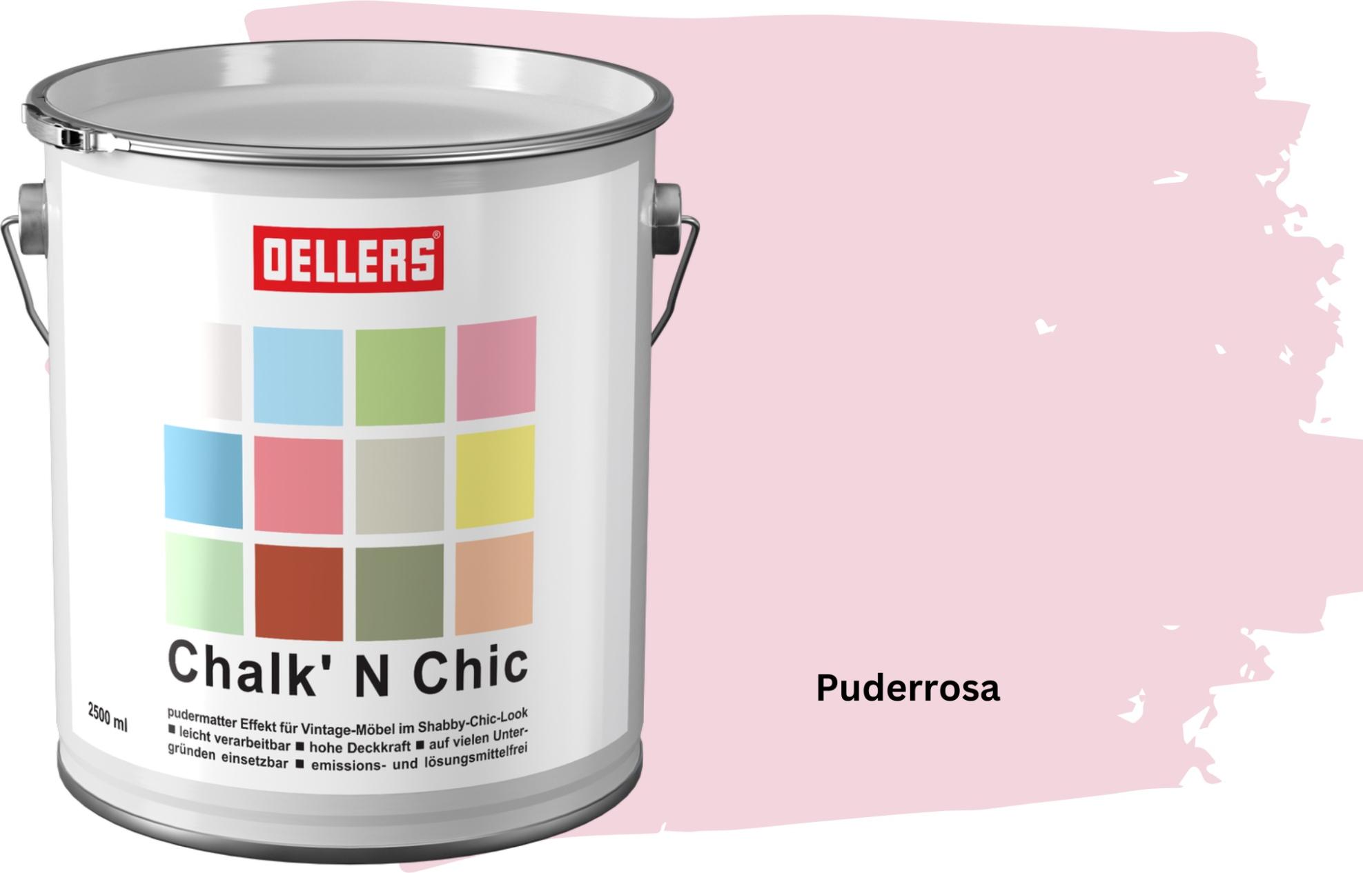 OELLERS creative OELLERS Chalk 'N Chic Kreidefarbe Puderrosa 1L matt – für Shabby-Chic-Look & Vintage-Stil auf Holz, Beton, Raufaser, Gipskarton uvm. chalk-2.5-pud