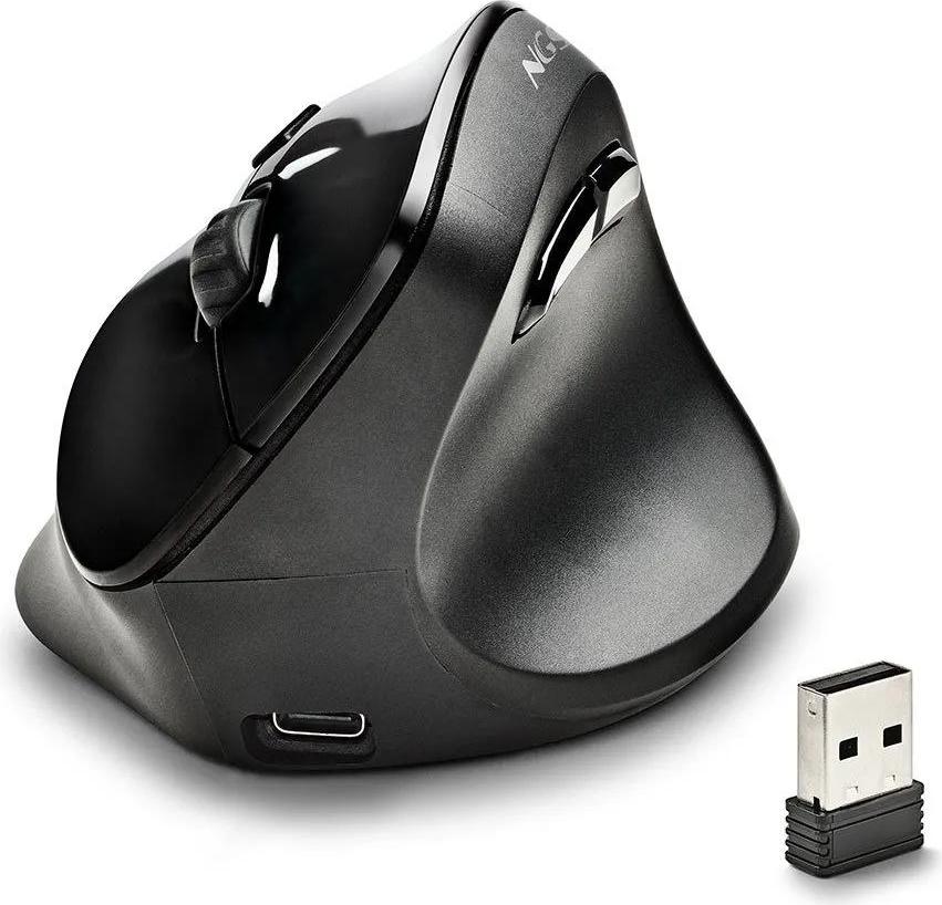 NGS EVO MOKSHA, rechts, Vertikale Ausführung, Optisch, RF Wireless, 2400 DPI, Schwarz NGS-MOUSE-1256
