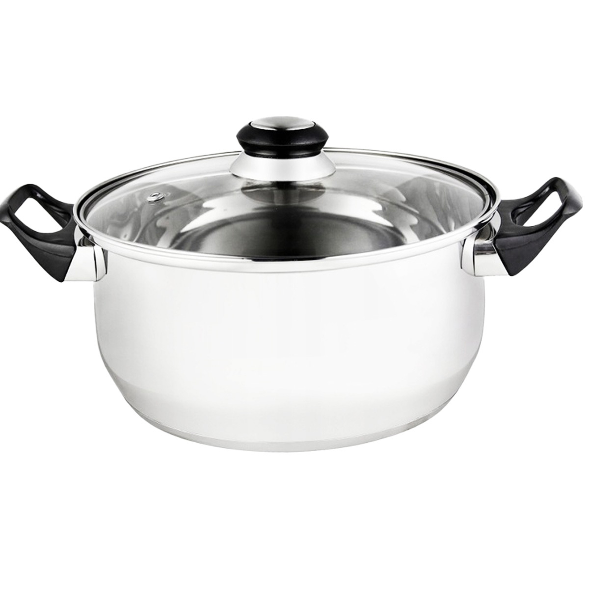 Karl Hausmann Edelstahl Kochtopf 2,1L Ø18cm klein Topf mit Glasdeckel Gasherd Spaghetti