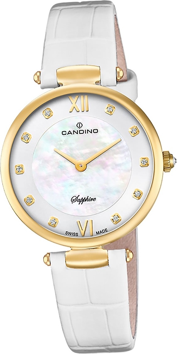 Dámske hodinky Candino kožené biele Náramkové hodinky Candino Elegance D2UC4670/3