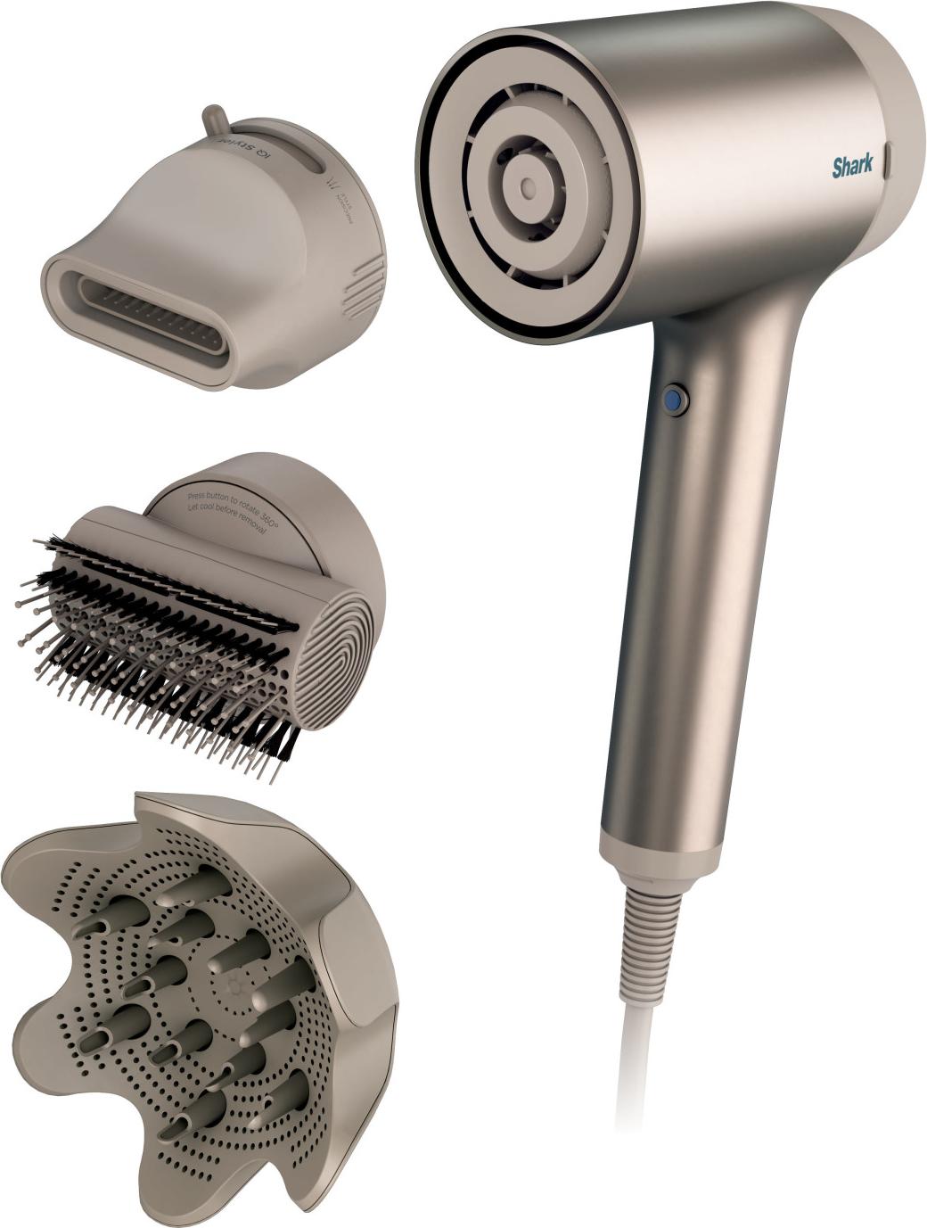 Shark STYLE iQ HD120SLEU, Champagner, Monochromatisch, 2,5 m, Tasten, 1600 W, 120 mm