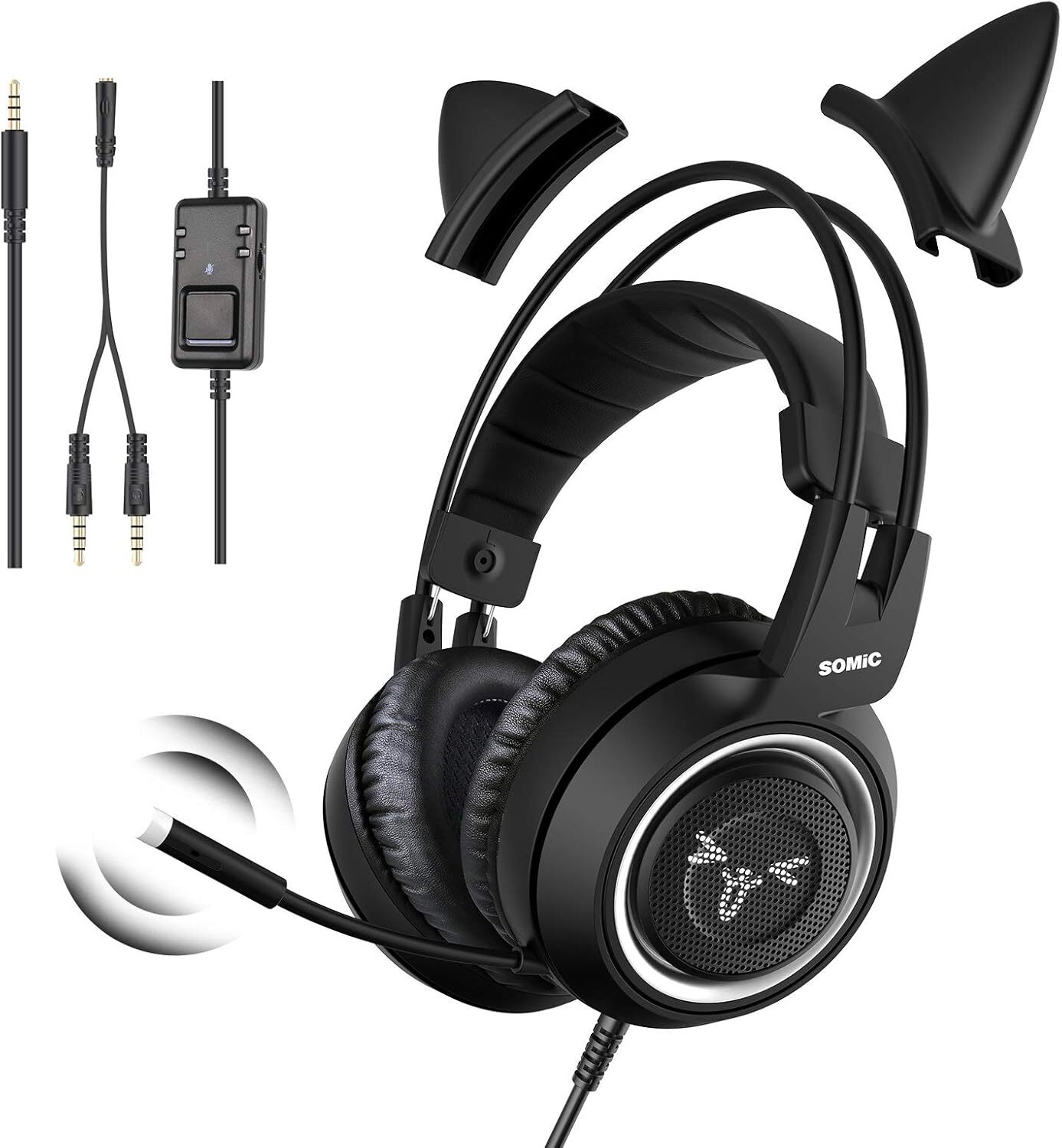 KVALITNÝ VÝKON Herný headset s mikrofónom, dievčenské dámske ružové slúchadlá s 3,5 mm káblom pre Xbox One, PS4, smartfón