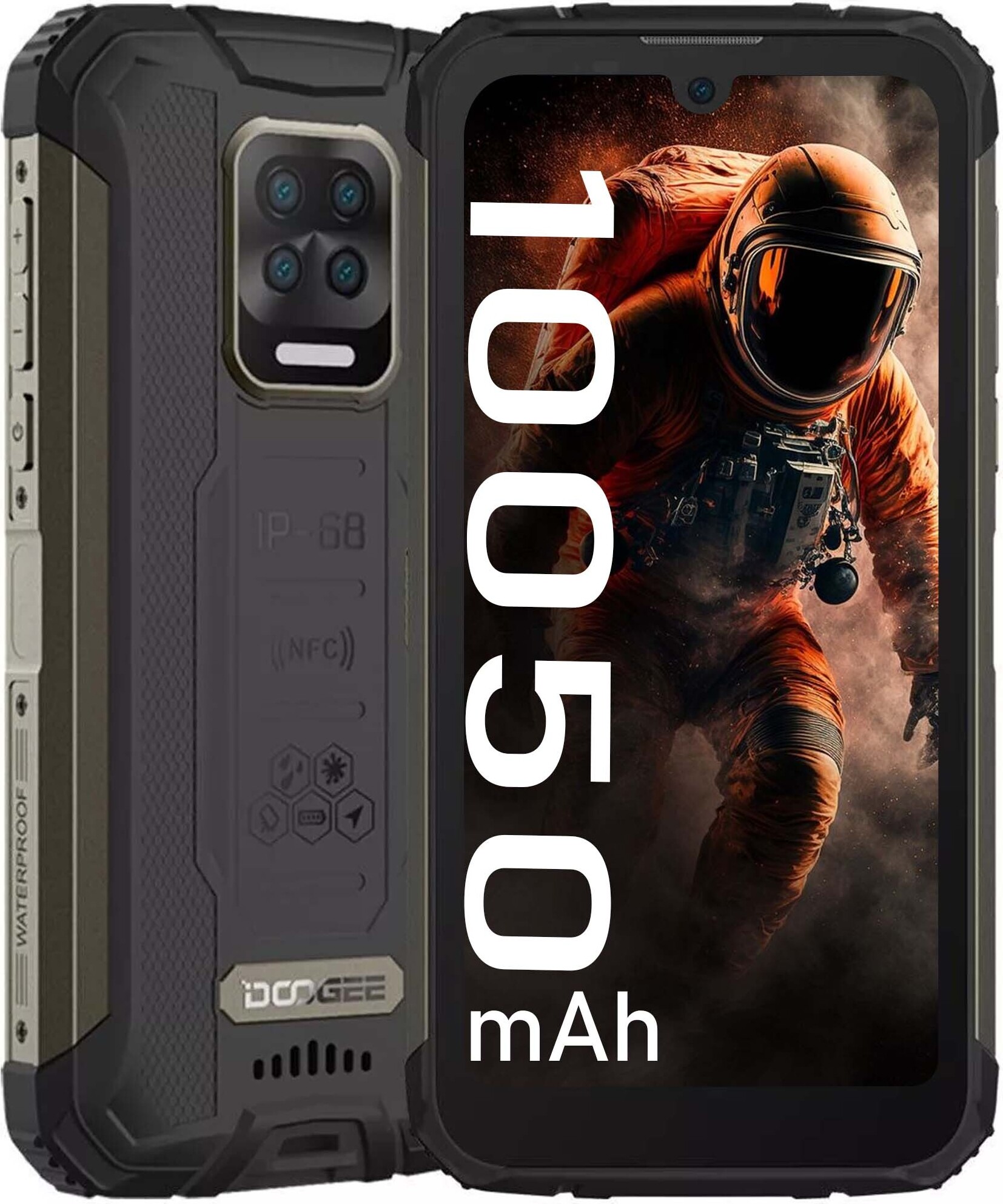 DOOGEE S59 PRO Outdoorový mobilný telefón bez zmluvy, 10000mAh batéria, 4GB+128GB, IP68 Osemjadrový smartfón, Dual SIM 4G NFC Black