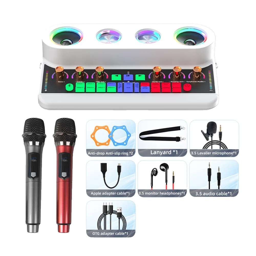 Prenosný karaoke prístroj, výkon reproduktora 20 W, pripojenie Bluetooth 50 , typ 2 biely