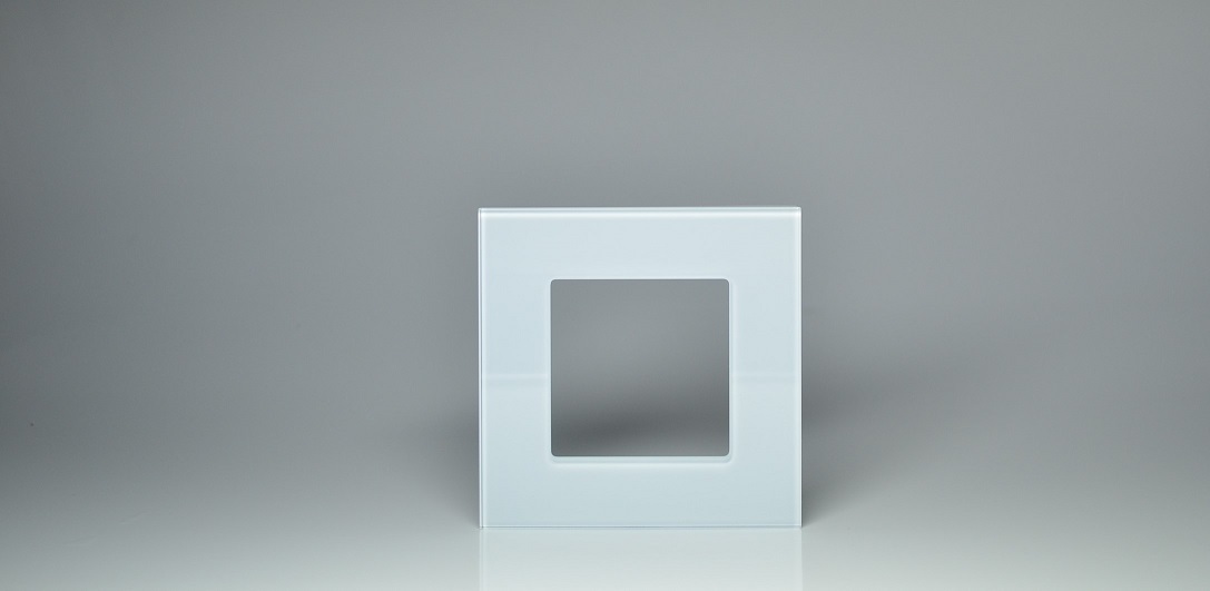 Glas Art Glasrahmen 1-fach für Schalter und Steckdosen Abdeckung Weiß NEIN