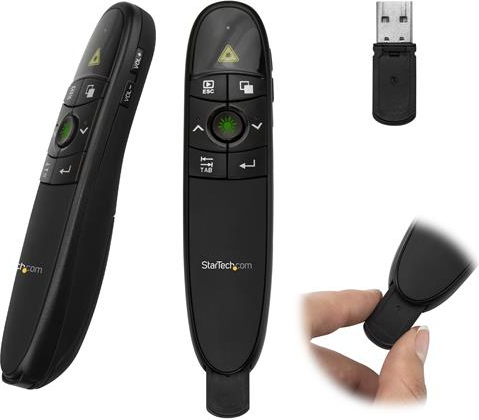 StarTech.com Bezdrôtový prezentačný diaľkový ovládač so zeleným laserovým ukazovadlom - 27 m - Clicker pre Mac a Windows (PRESREMOTEG)