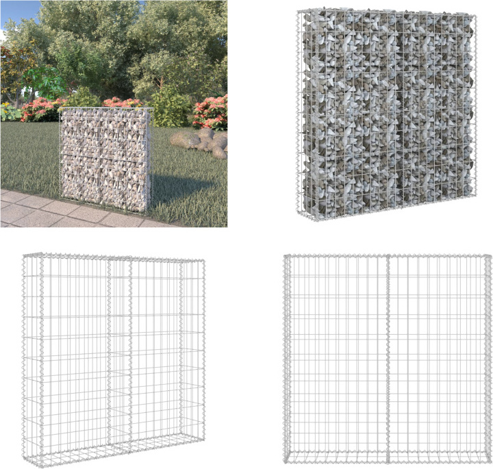 vidaXL Gabionenwand mit Abdeckung Verzinkter Stahl 80×20×100 cm - Gabionenwand - Gabionenwände - Gabione - Gabionen HL143577