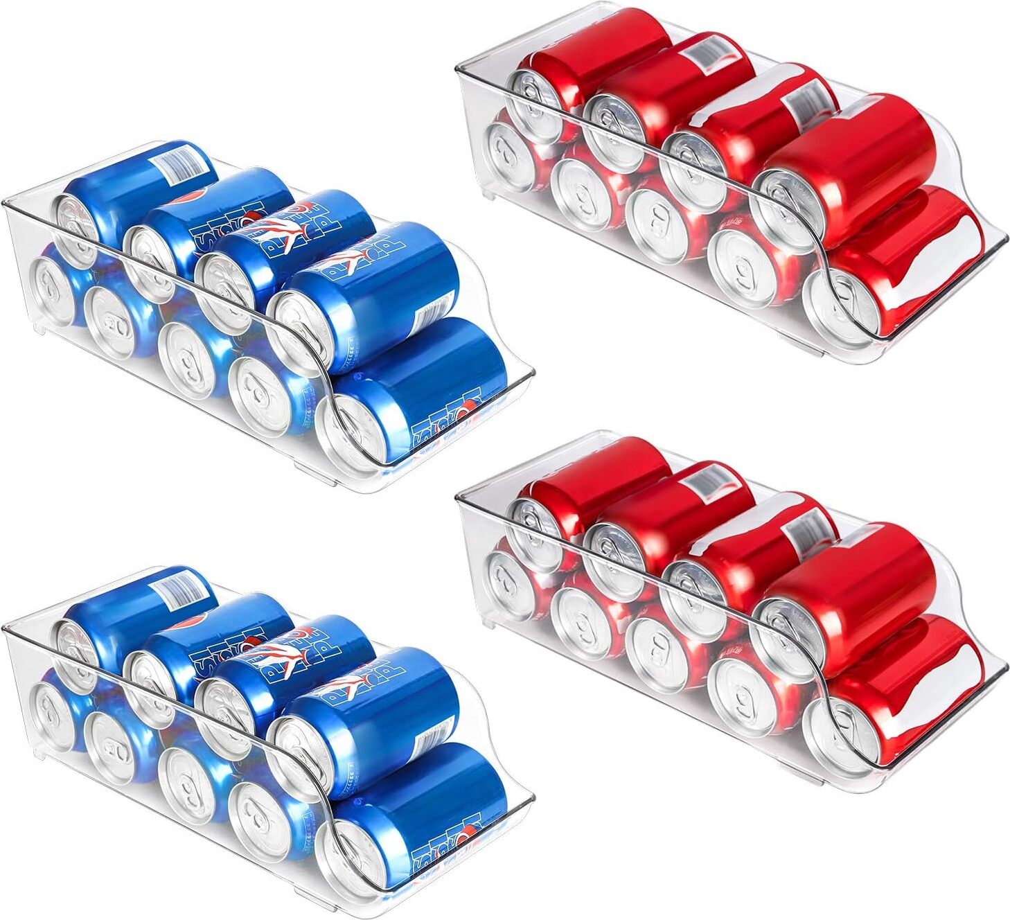 Einemgeld Soda-Dosen-Organizer, 2er-Pack Kühlschrank-Organizer-Behälter, durchsichtige Kunststoff-Lebensmittelbehälter, für Gefrierschrank, Kühlschrank, Küchenorganisation und -aufbewahrung (13,7 x 5,59 x 3,85 cm) K-PC-20251013-282