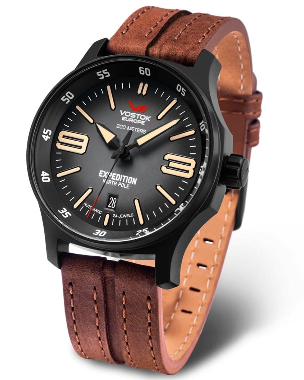 Pánske hodinky VOSTOK EUROPE YN55-592C554 v hnedej farbe, klasické, vodotesné.