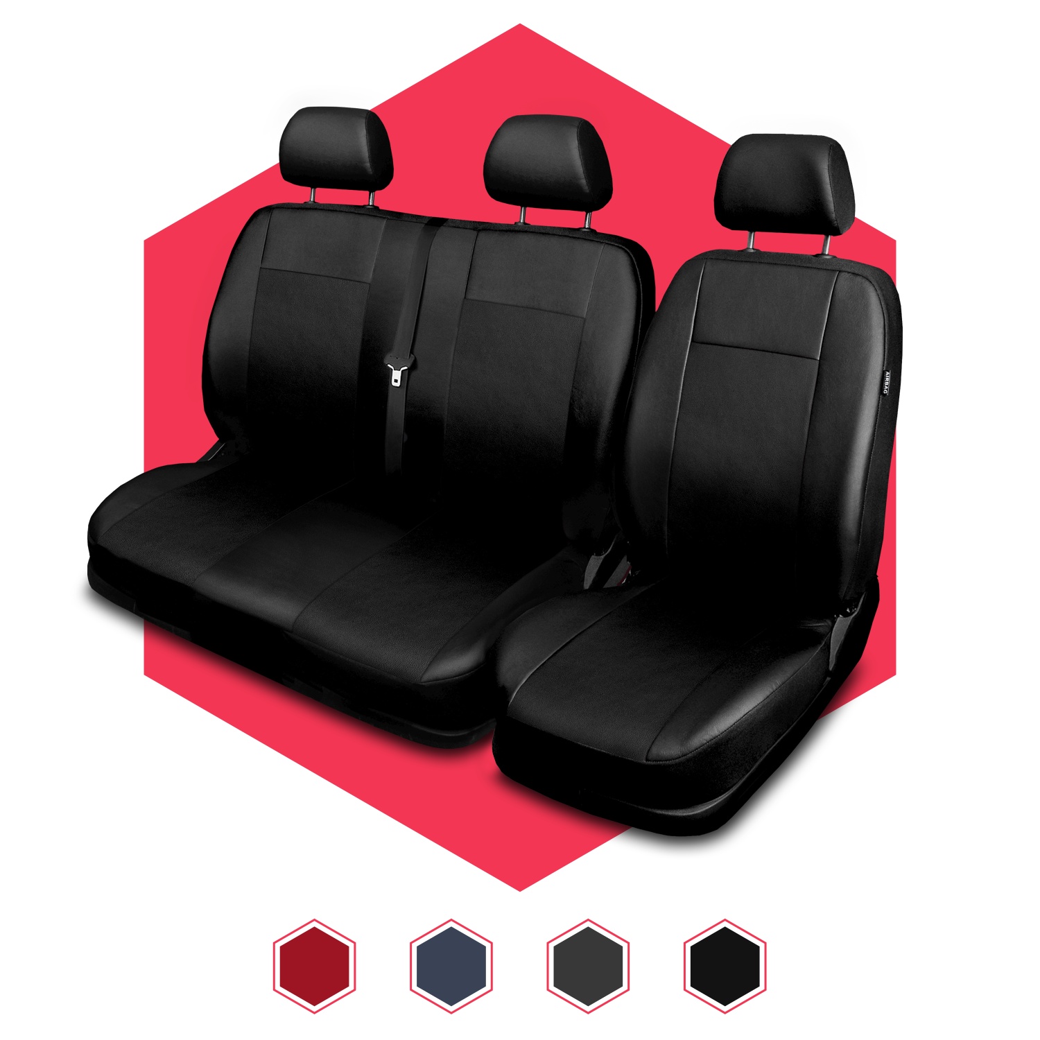 Kunstleder Sitzbezüge Sitzbezug Schonbezüge für Hyundai Santa Fe Schwarz Set 
