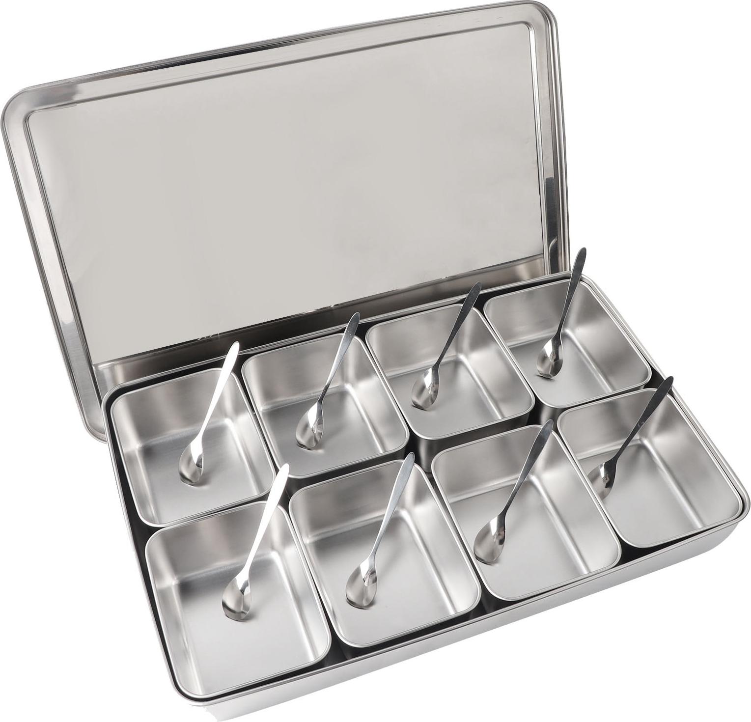 Lixada 8 Gitter Edelstahl Gewürzbox Gewürzspeicherbehälter Gewürzglas Küchenutensilien K_3118200093811_251128_88549