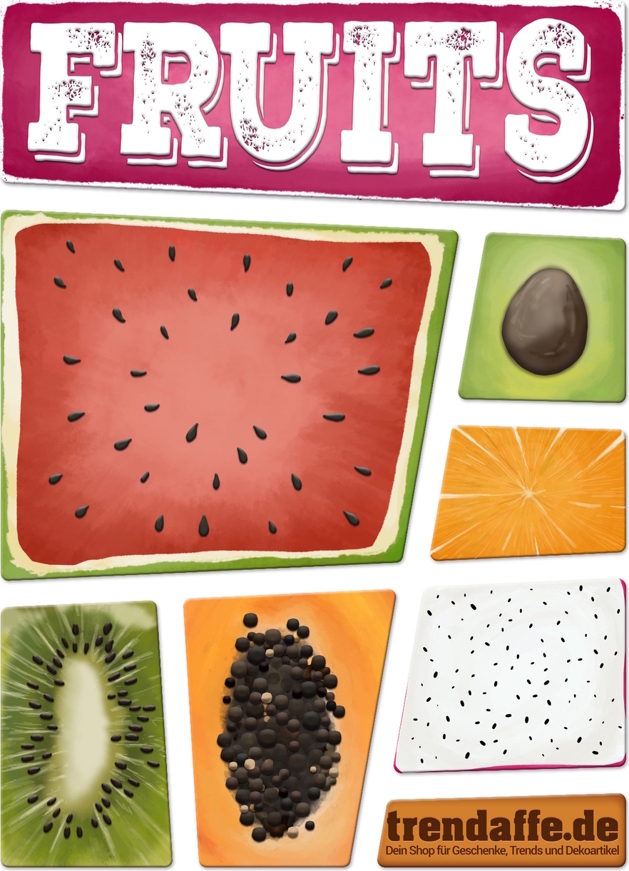 speecheese Fruits Kühlschrankmagnete 7er Set mit Thema Früchte Kühlschrankmagnete Obst Kiwi