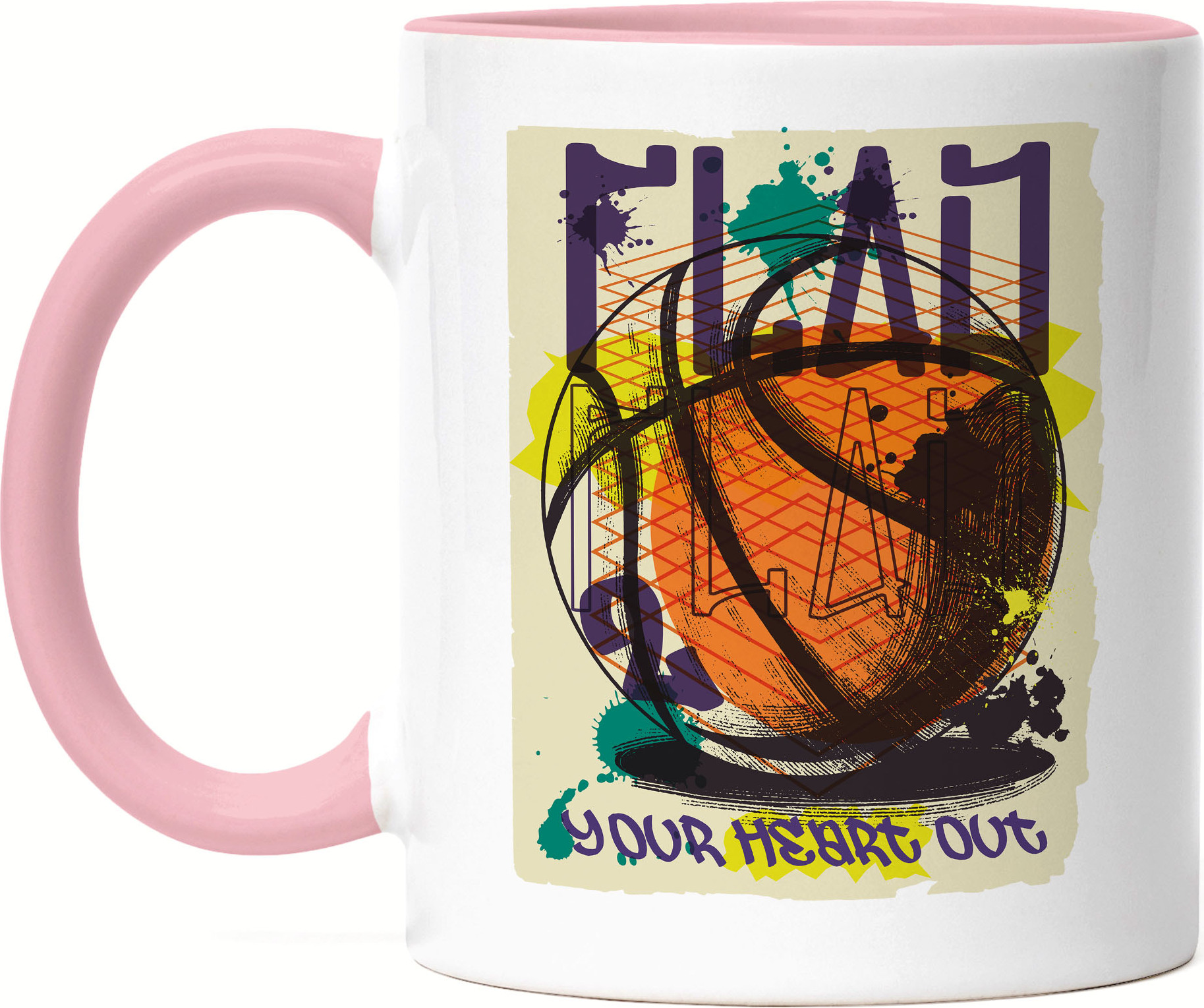 Hey!Print Basketball Tasse Rosa Leben Mannschaft Spieler Korb Teamsport Gewinner Ballsport Jersey Team Mannschaftssport HP-1792-T-Rosa