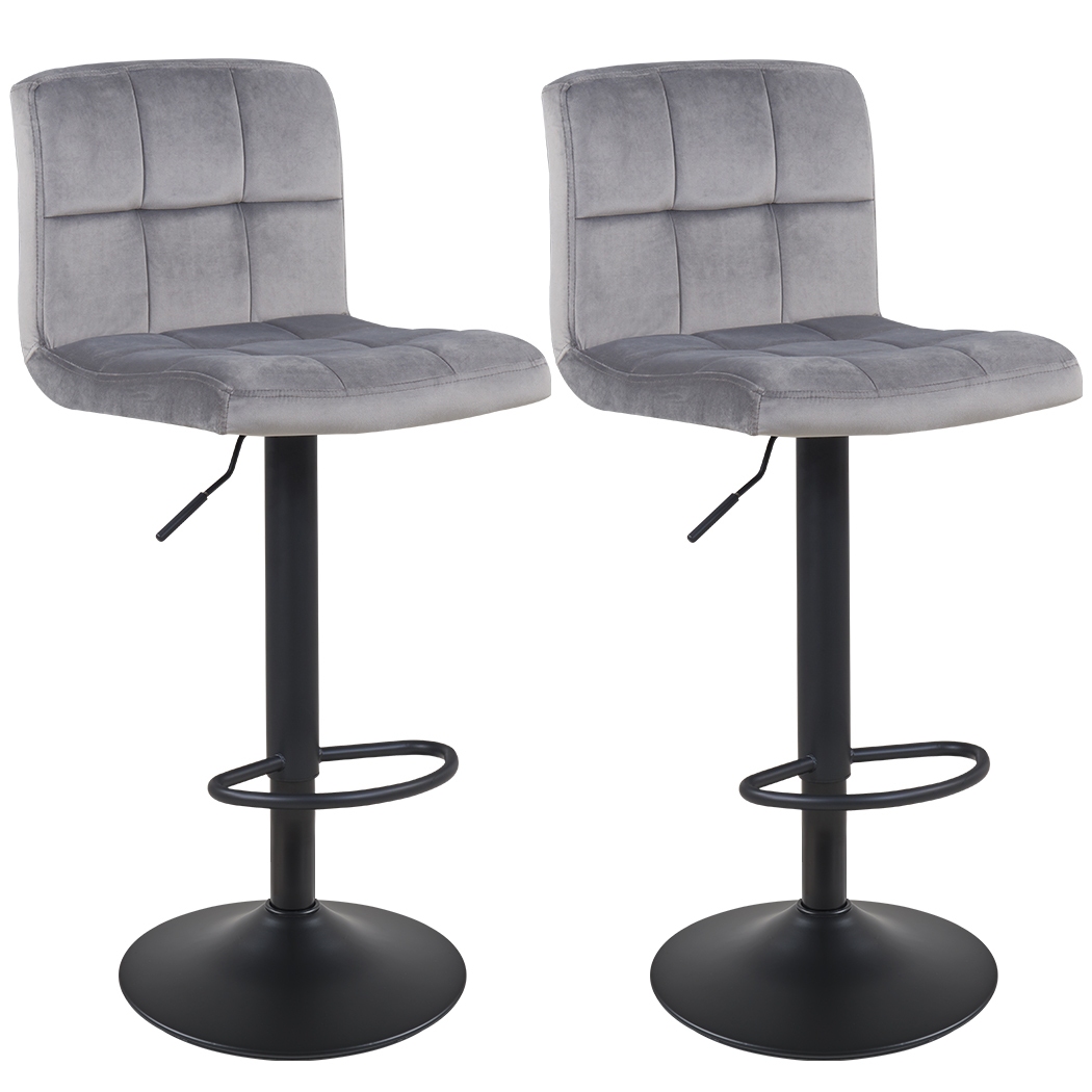 2 x Barhocker Barstuhl Stoff Samt Grau Lounge Sessel höhenverstellbar