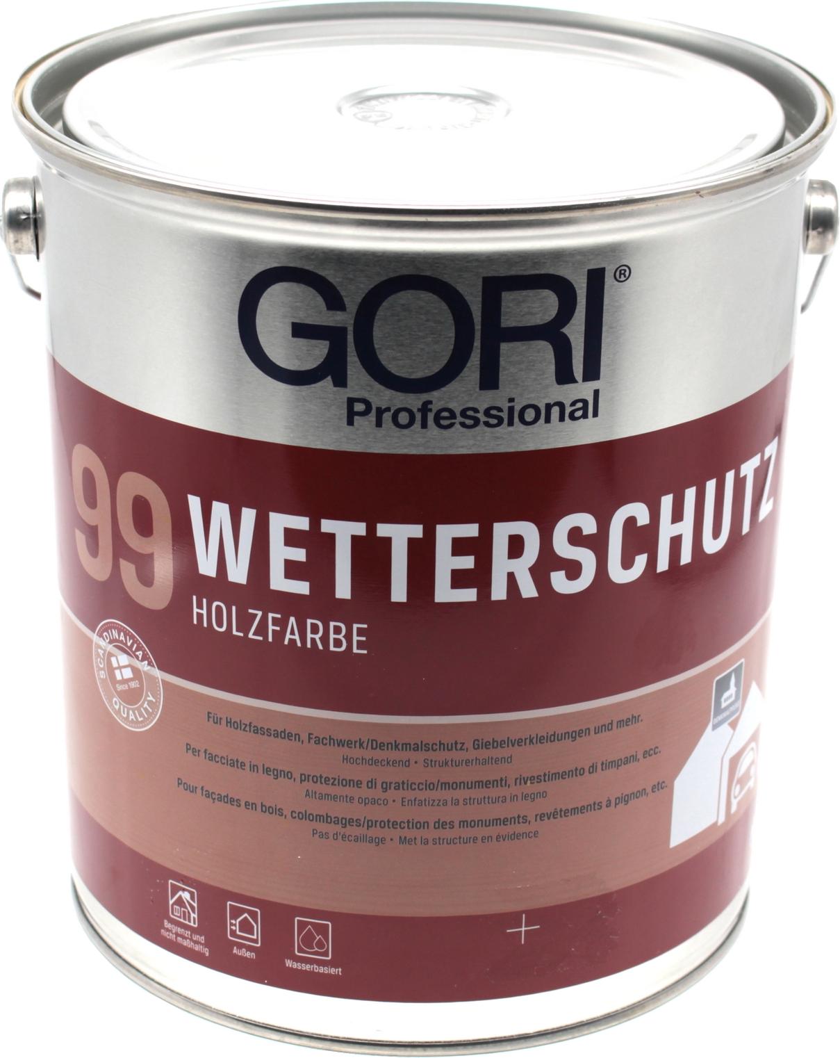 Mein-Onlineversand Gori 99 Wetterschutzfarbe Holzfassaden-Farbe 10L Polarweiß 8855 Holzfarbe