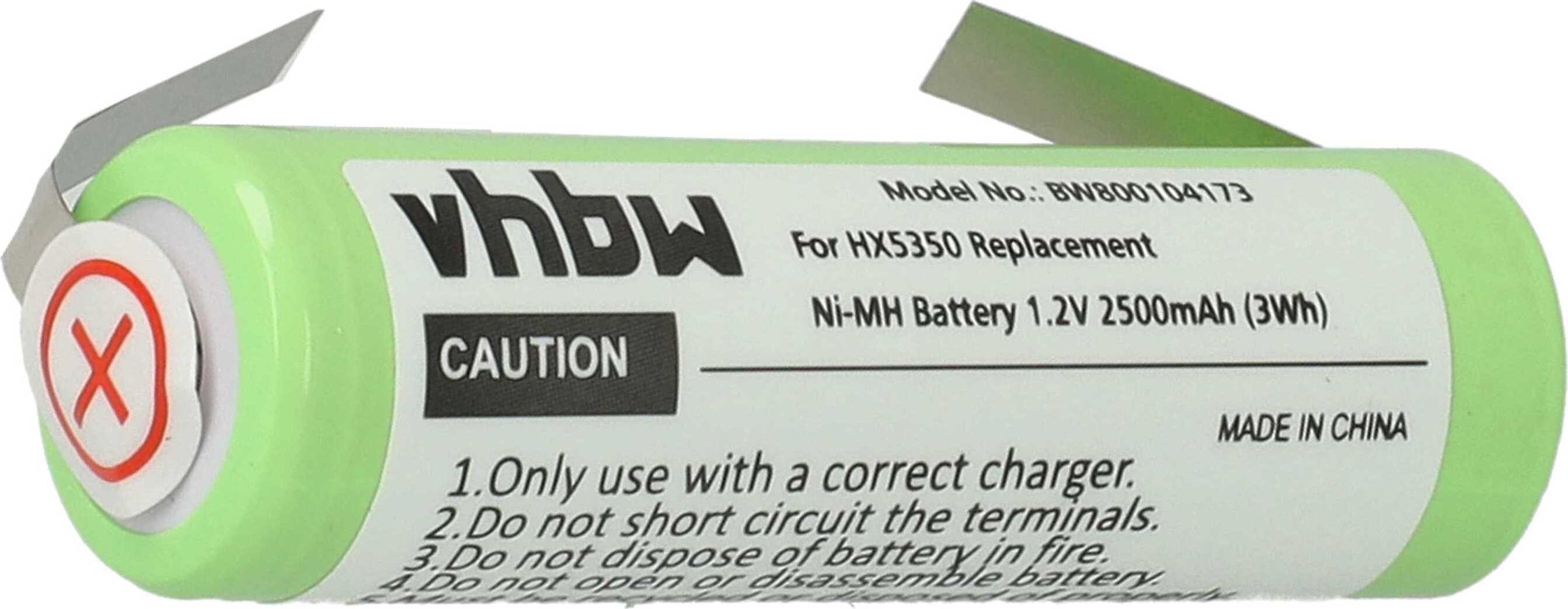 vhbw Akku kompatibel mit Braun Sonic Complete, Triumph, Triumph 9500, Triumph 9400, Triumph 9000, Triumph 5000, Serien 3D White (2500mAh, 1,2V, NiMH)