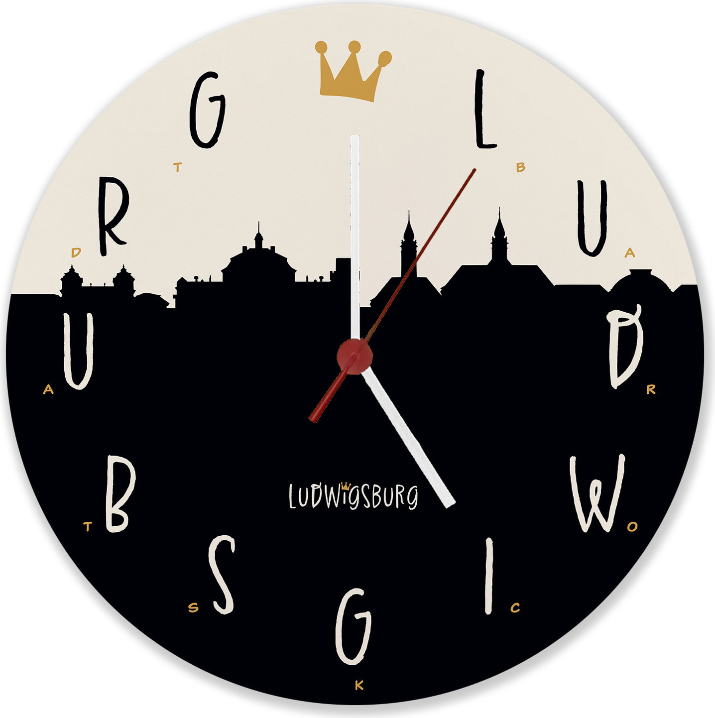 speecheese Ludwigsburg Skyline Wanduhr aus Alu - Ludwigsburg