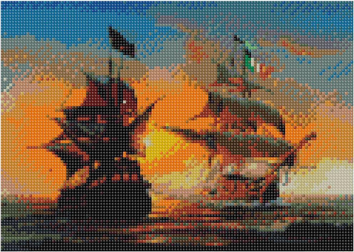 Diamantmosaik, Stickerei 30x40 Segelschiffe Flamingo-Linie undefiniert