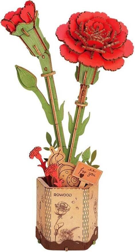 3D-Puzzle, Rote Nelke, Rowood, Holz, 124 Teile TW052