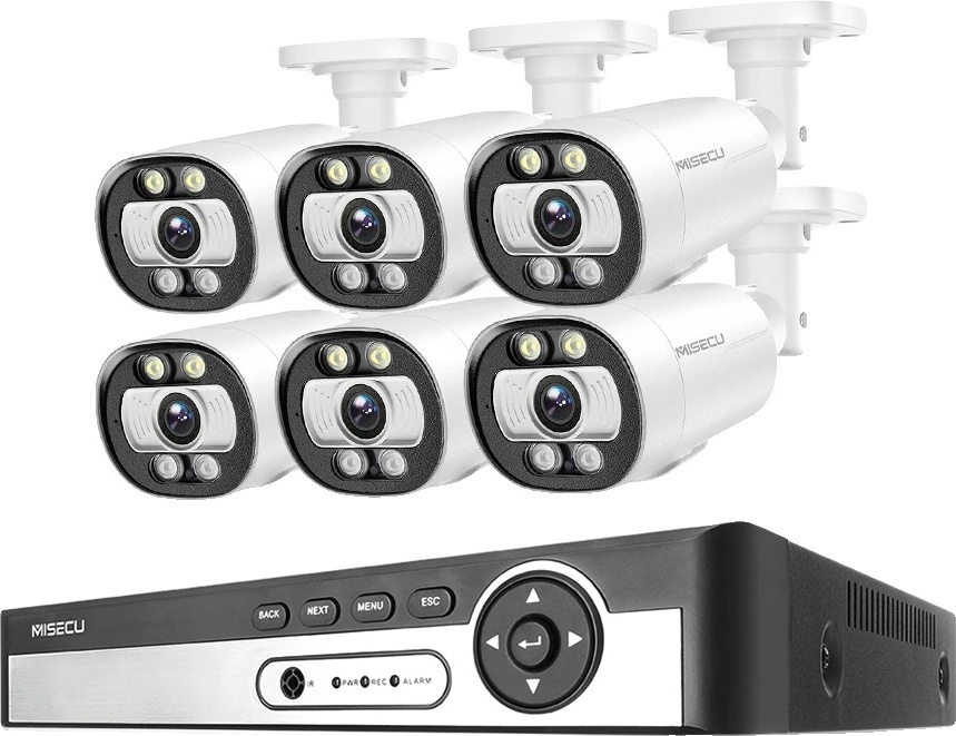 8CH NVR bezpečnostný kamerový systém, rozlíšenie 4K, AI detekcia človeka, 8CH NVR 6PCS CAM 5MP, žiadny