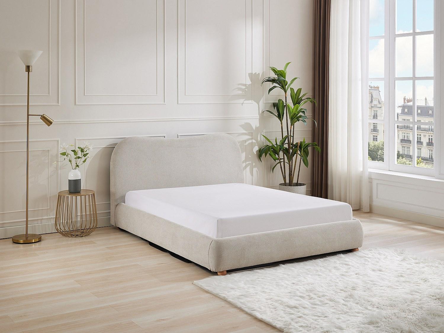 Bett mit Box 120 x 190 cm - Stoff - Beige - VANARI