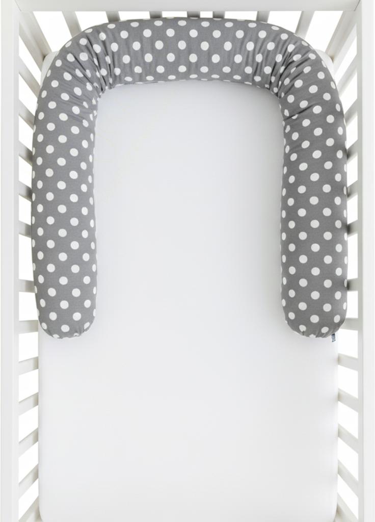 BabyUniverse Minky Kissen-Roller-Kinderbettumrandung 200 cm - graue Punkte