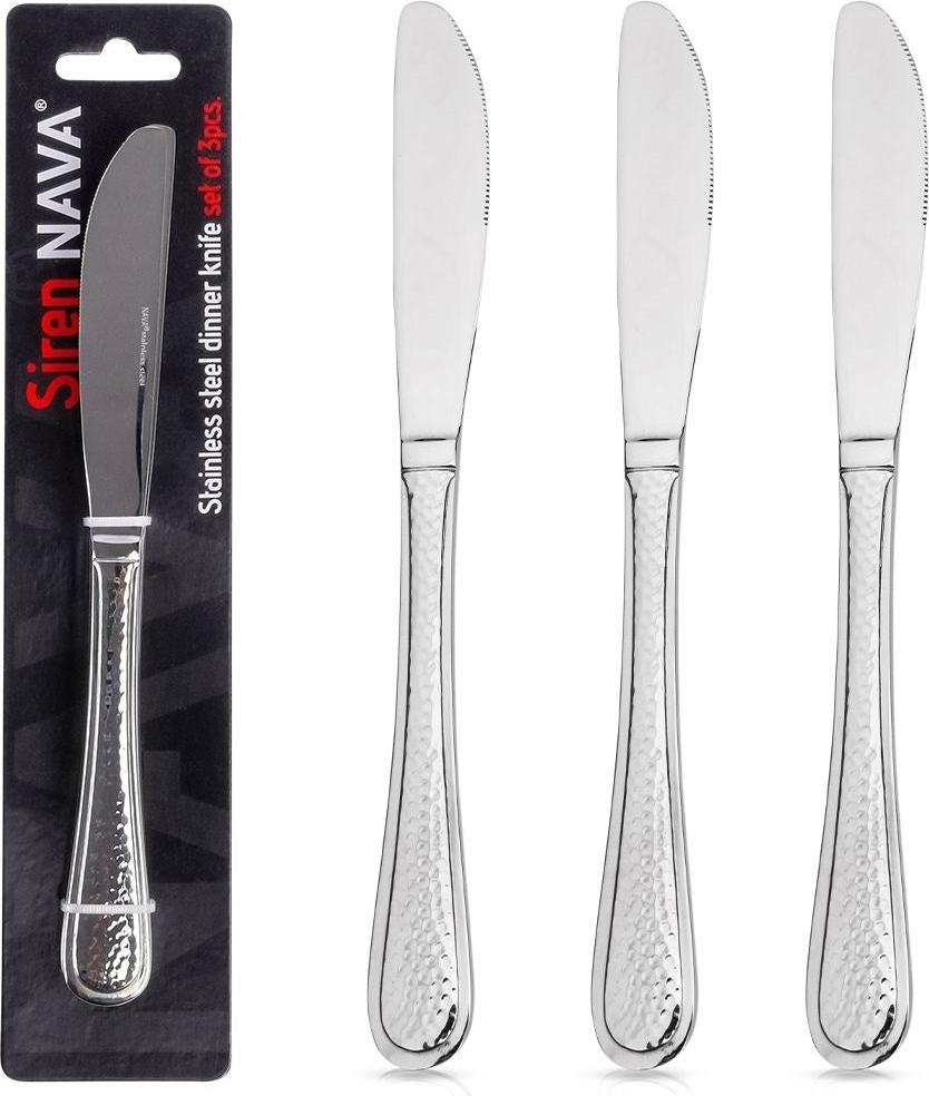 Tafelmesser aus Stahl, Tafelmesser-Set, Besteck, 3-teiliges Messer, SIREN NAVA121-032