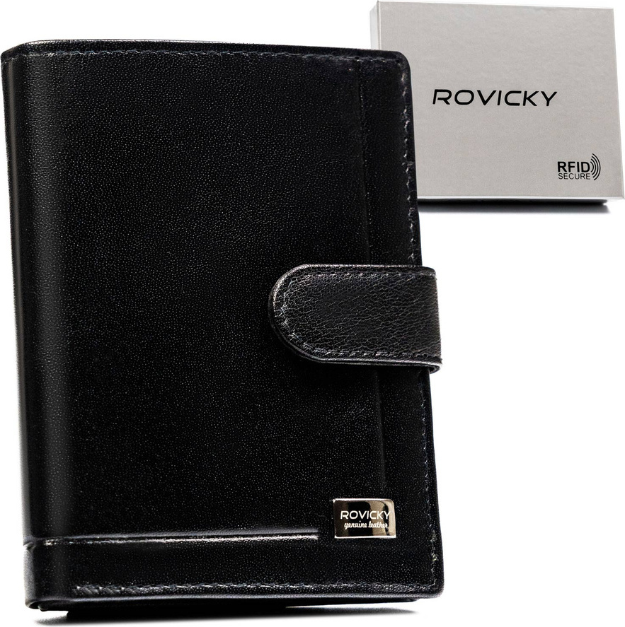 Rovicky Herren-Kartenetui aus Leder - schwarz, groß, elegant