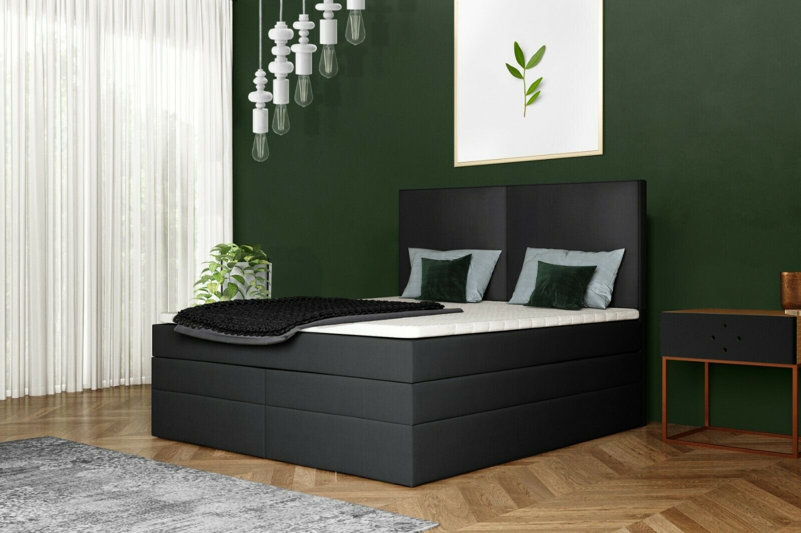 Skriňová posteľ Grekpol Torino 160x200 cm s matracom Bonell a TFK H3 a topperom, čalúnená posteľ s podnožou Tkanina: Amor Velvet 4321