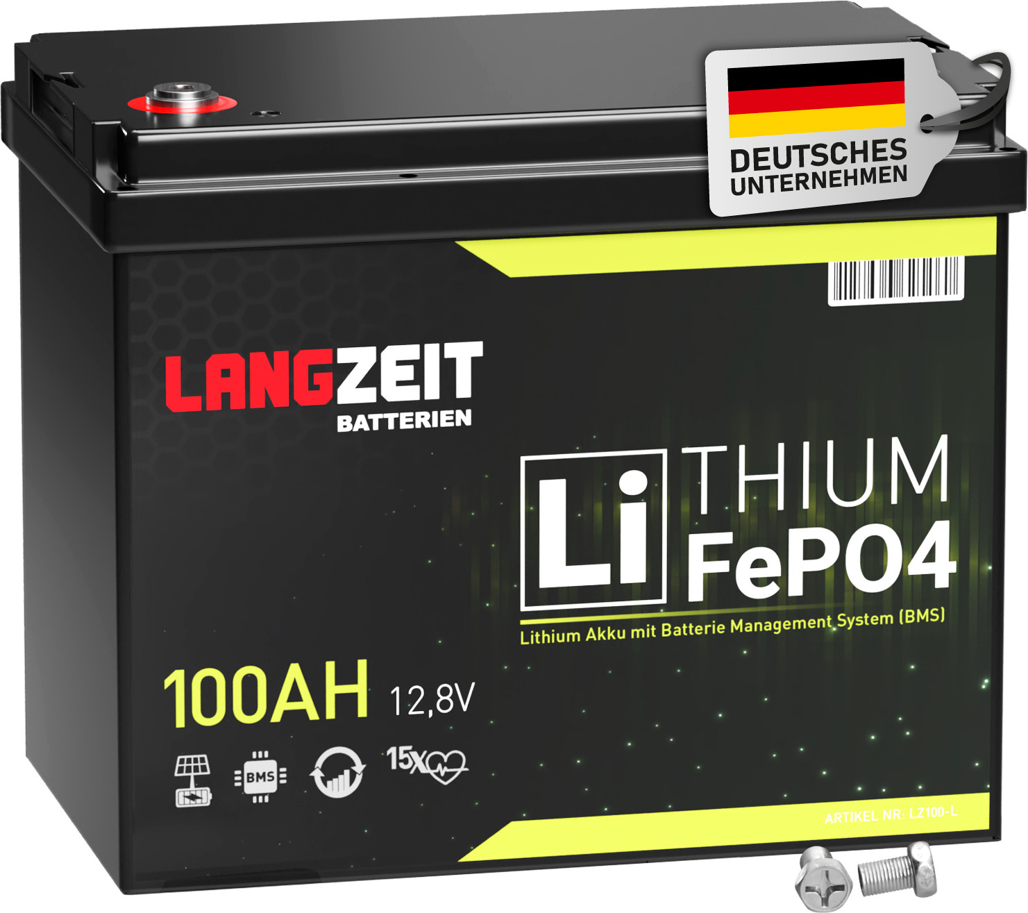 LANGZEIT Batterien Langzeit LiFePO4 Batterie 100Ah 12V LZ100-L8