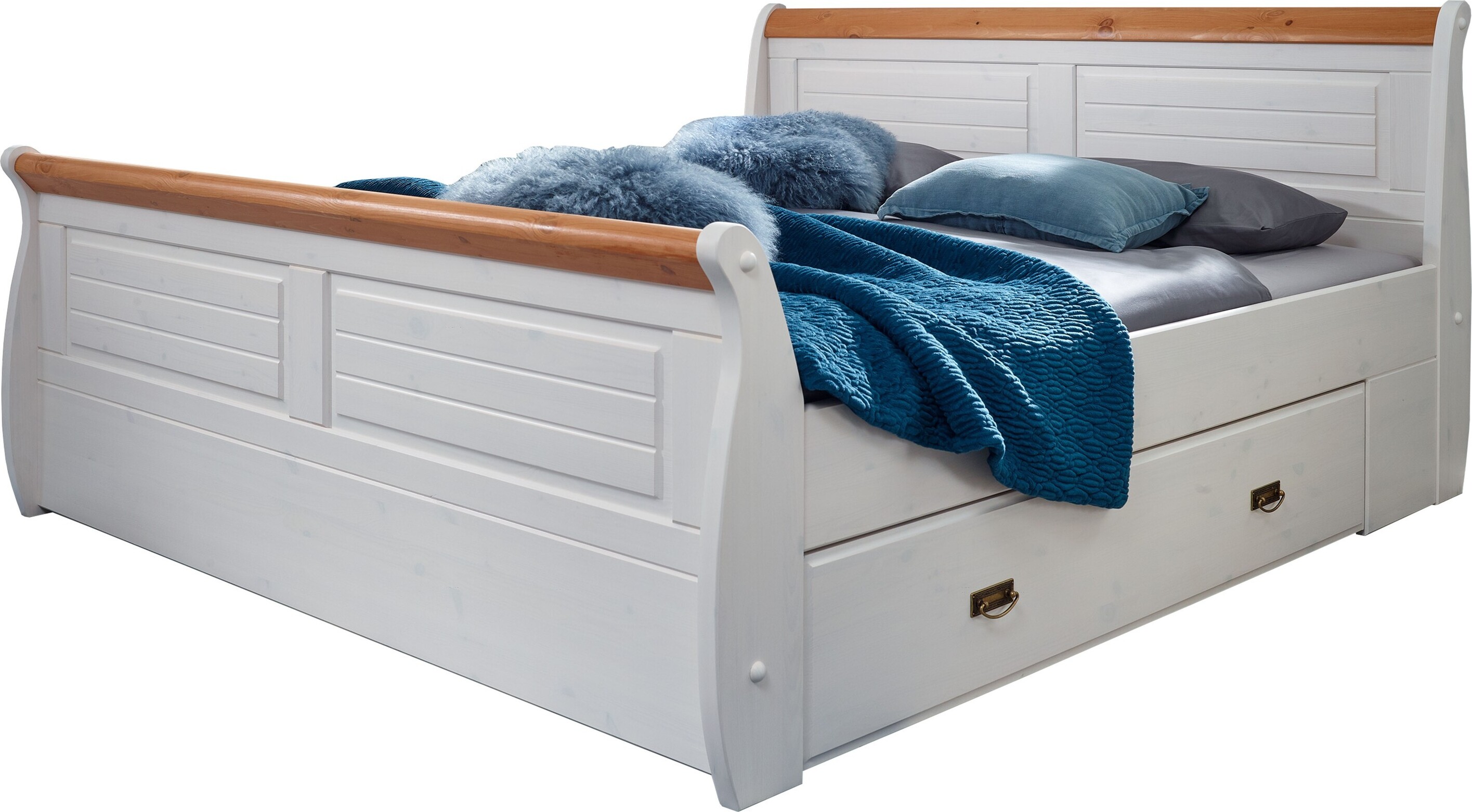 Lebenswert Bett >SZ-0132< in weiß - 187x99x223 (BxHxT) 590236