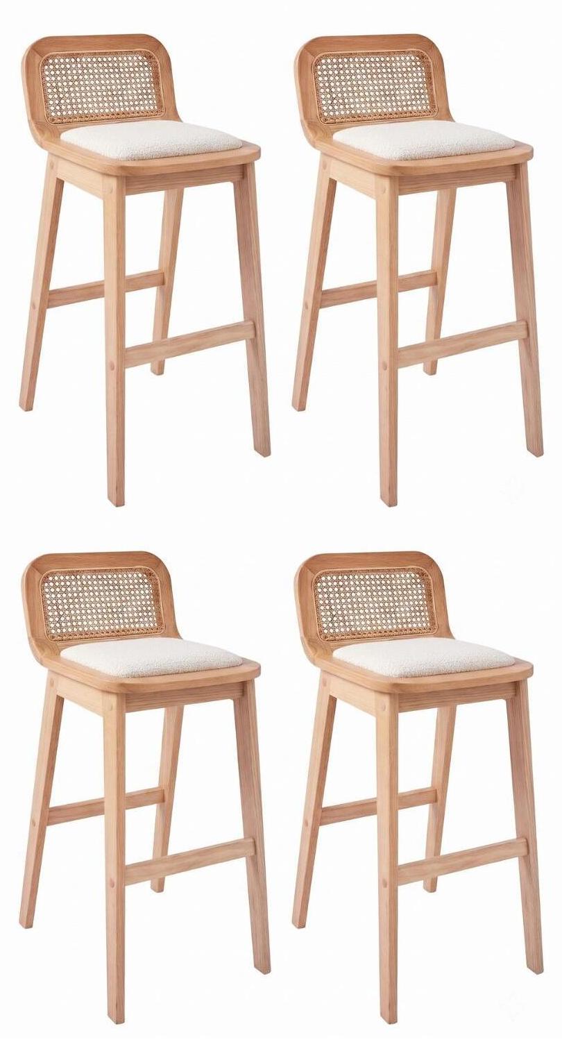 MOB-IN Set Barhocker Eiche, Samt & Wiener Geflecht H65 LUNA