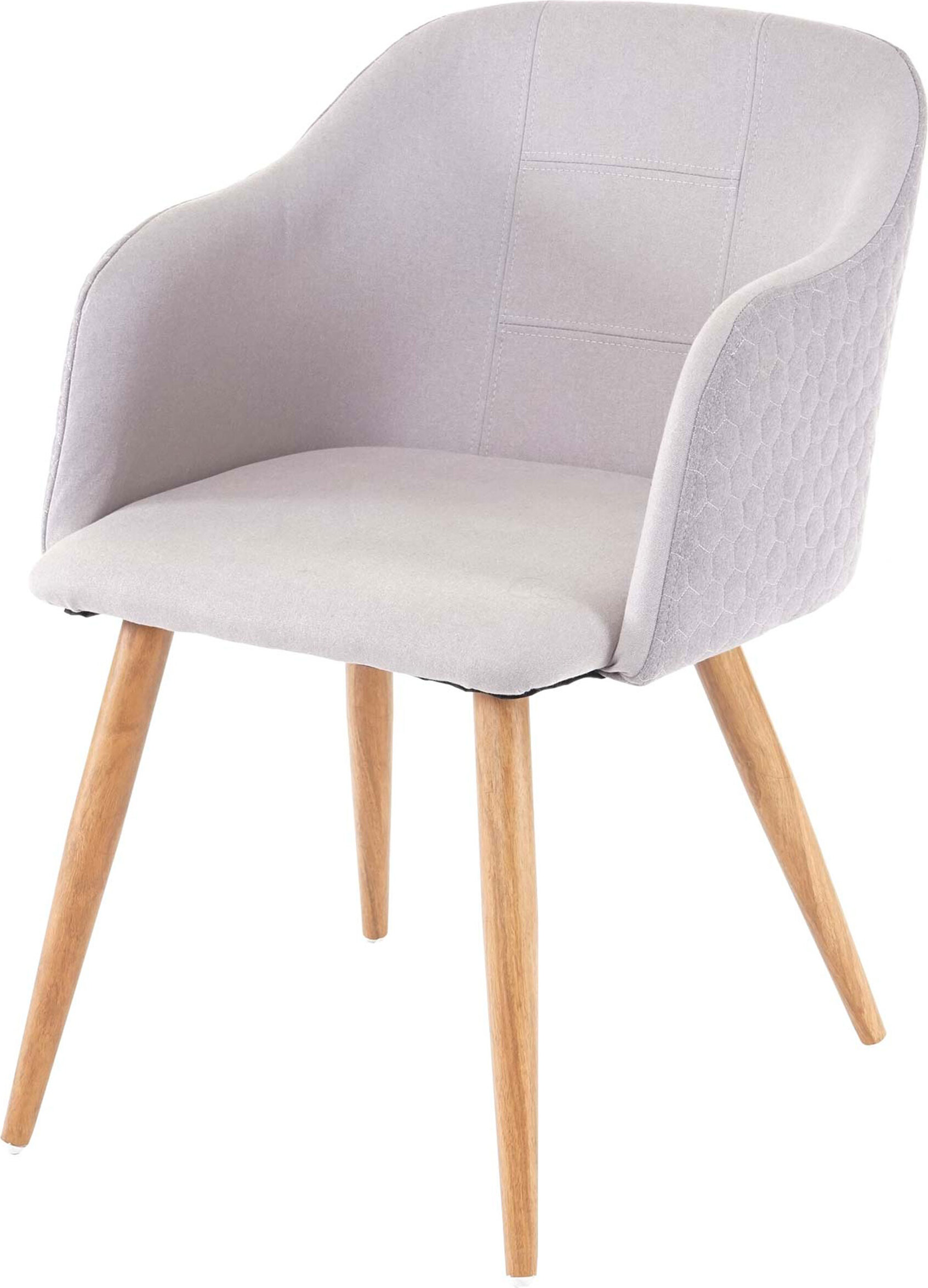 Jedálenská stolička HWC-D71, stolička kuchynská stolička, retro dizajn, podrúčky tkanina/textil ~ svetlo sivo-sivá