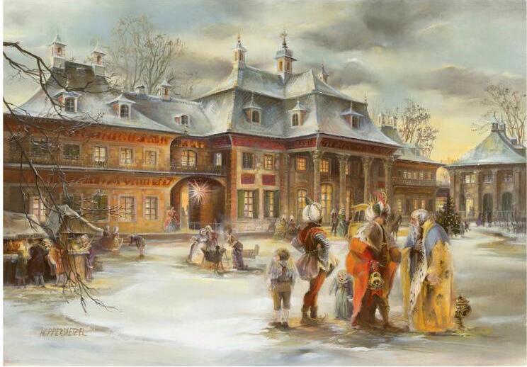 Adventný kalendár „Pillnitz“ s motívom zámku – Brück & Sohn, 38 x 26 cm