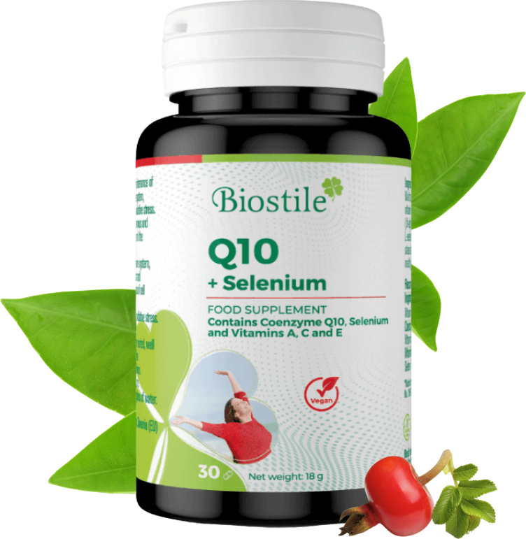 Biostile Q10 + Selen – 30 Kapseln mit Coenzym Q10, Selen und Vitaminen A, C, E 41397