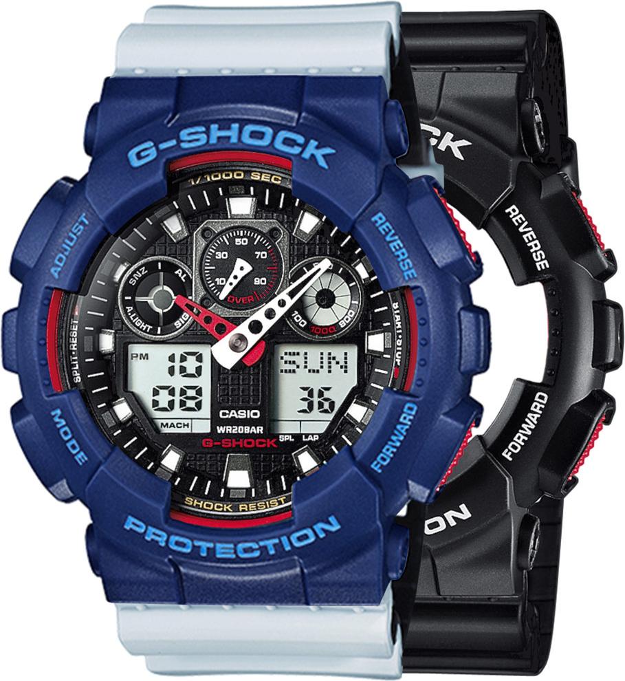 Zegarek Casio G-Shock SET GA-100-1A4ER + BEZEL 10527398 + PASEK 10527469 20BAR