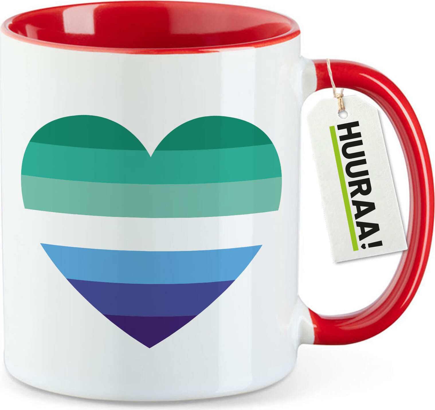 Hellweg Druckerei Huuraa Teetasse Schwule Pride Flagge LGBTQ Herz Geschenk 330ml Rot Schwule Pride Flagge Präsent 6116FT-RED