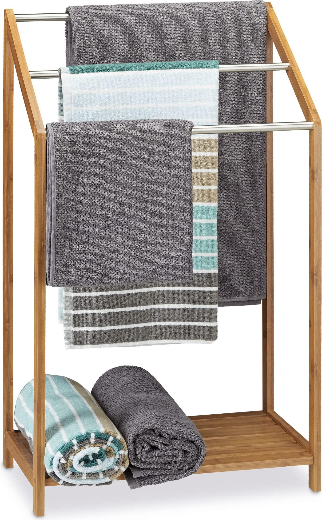 Relaxdays portasciugamani in bambù, portasciugamani,