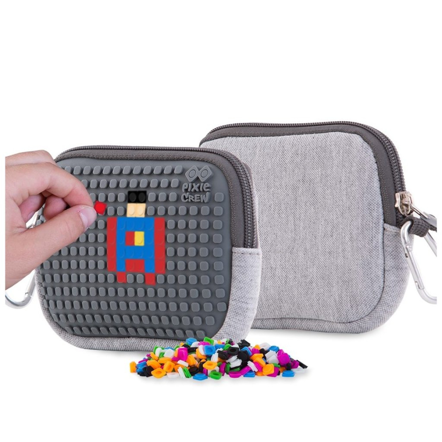 Kosmetiktasche mit Reißverschluss, PIXIE CREW, grau, graues Panel PXA-07-26