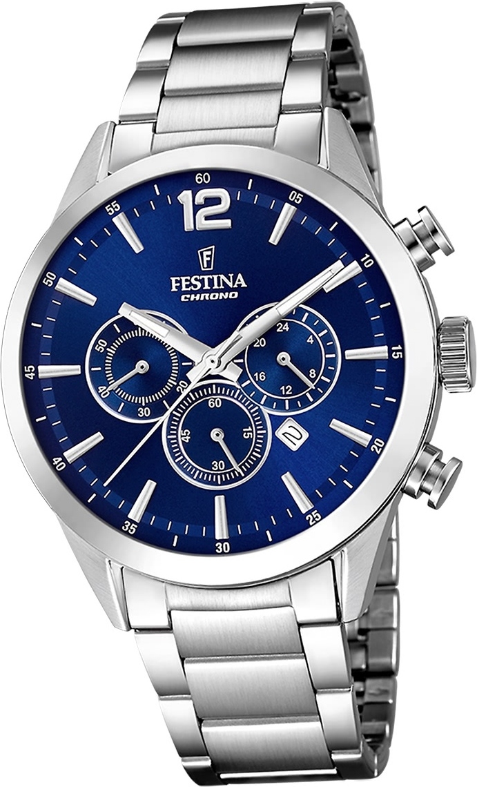 Pánske náramkové hodinky Festina z nehrdzavejúcej ocele strieborné Timeless Chronograph D2UF20343/7