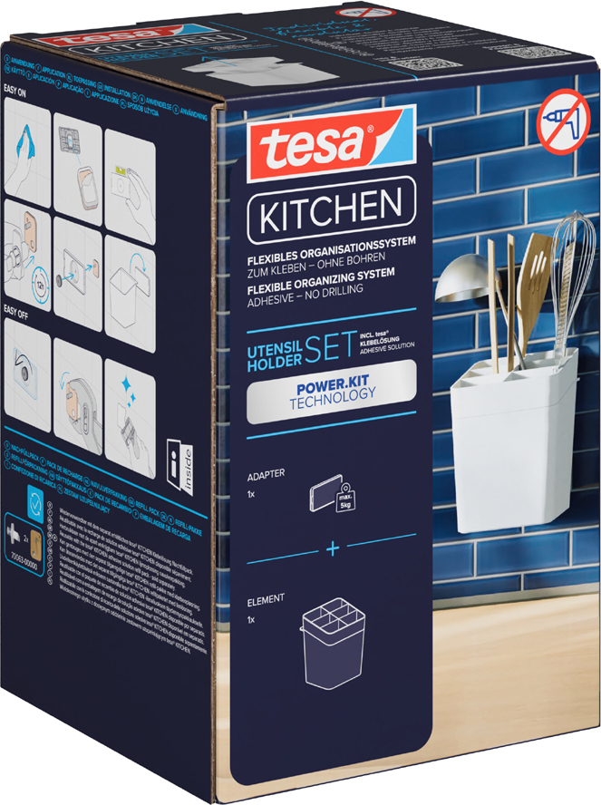 tesa KITCHEN Utensilienhalter weiß aus Kunststoff 70045-00000-01