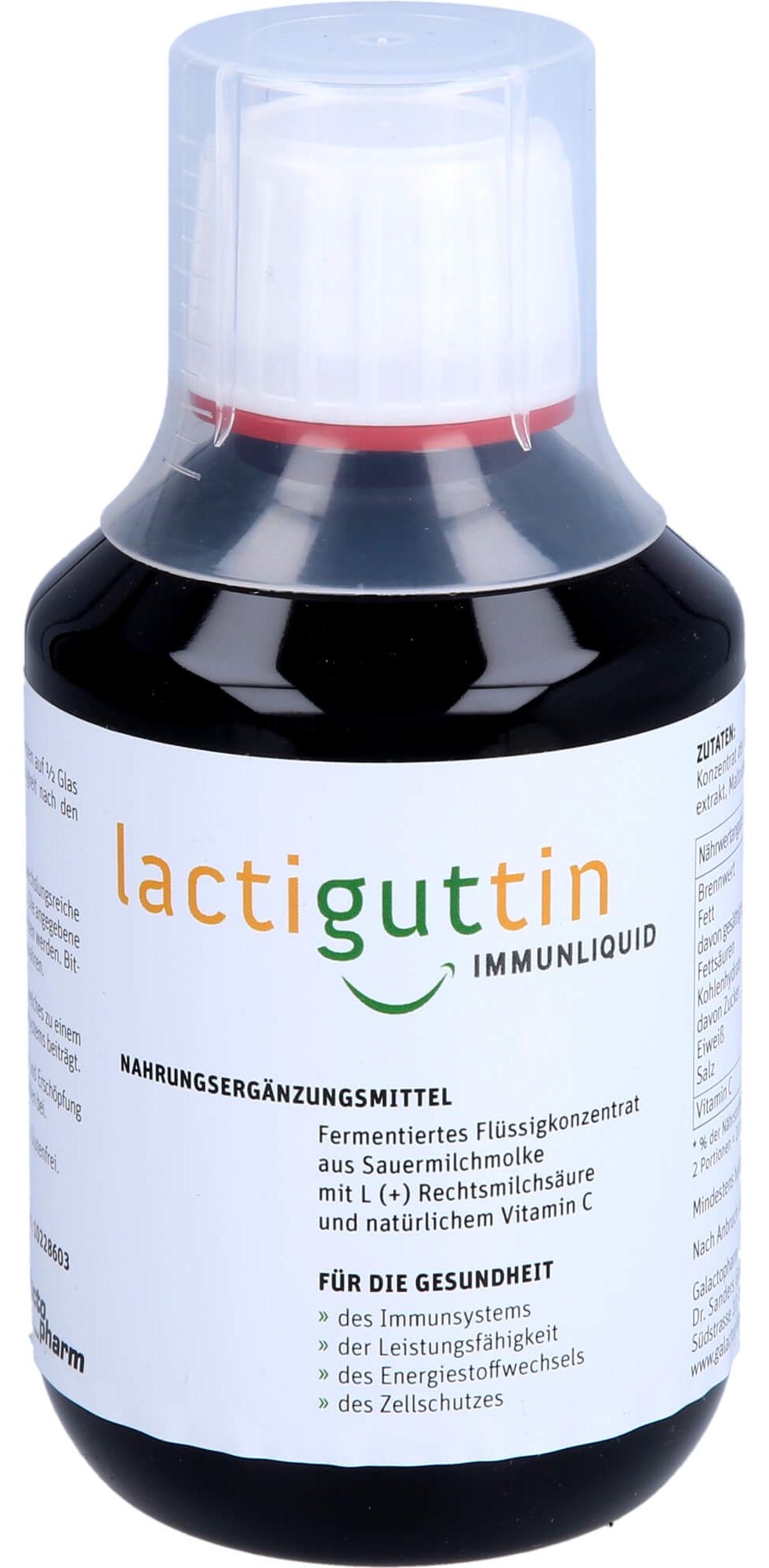 Galactopharm Dr. Sanders GmbH & Co. KG. Lactiguttin Immunliquid fermentiertes Flüssigkeitskonzentrat aus Sauermilchmolke, 200 ml Lösung 10228603
