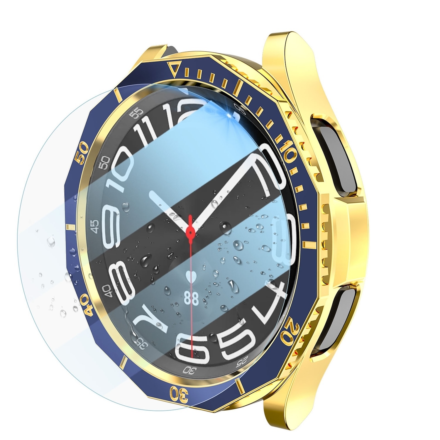 Pre Samsung Galaxy Watch 6 Classic 43mm puzdro s tvrdým skleneným rámčekom