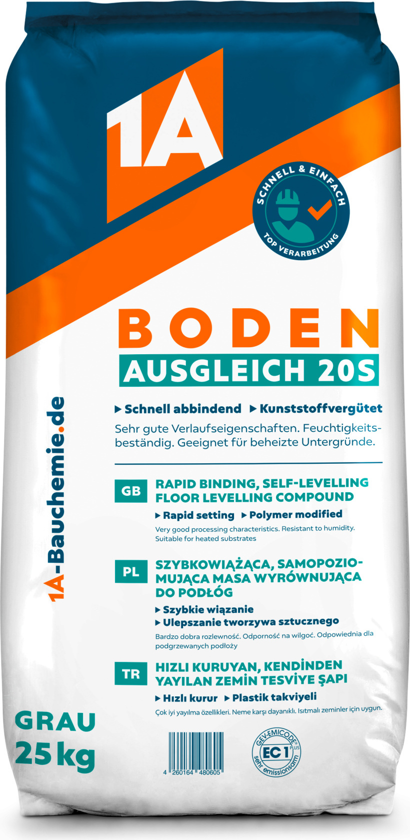 1A Bauchemie 1A - BODENAUSGLEICH 20S 25kg - Bodenausgleichsmasse 01-04-253-GR