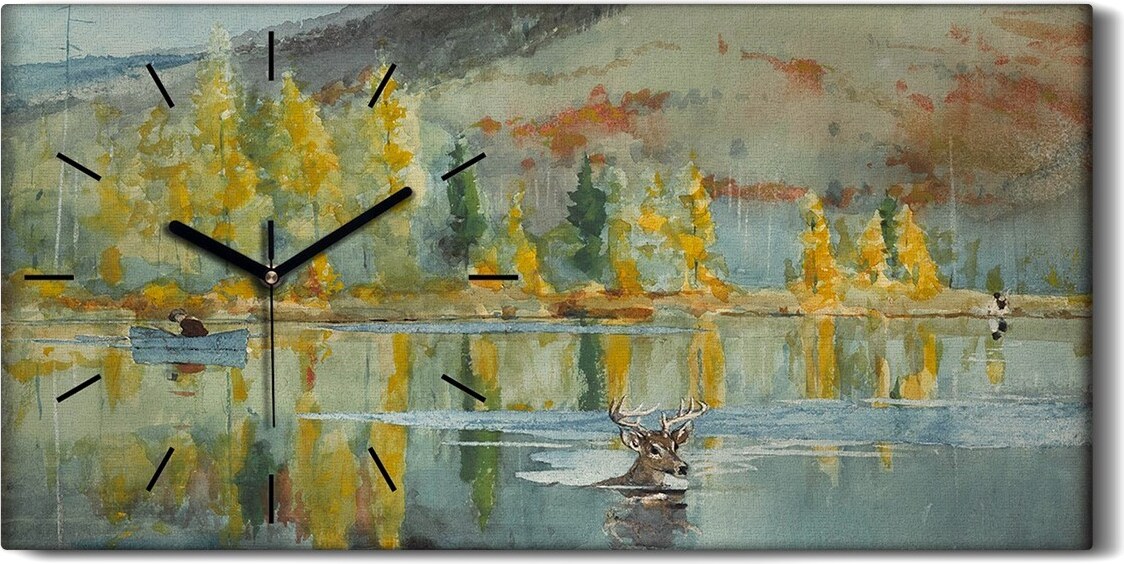 coloray Leinwand Uhr Küche Wohnzimmer Bild 60x30 Winslow Homer Ein Oktobertag Vintage - schwarze Hände zch-60x30-w0011227-c