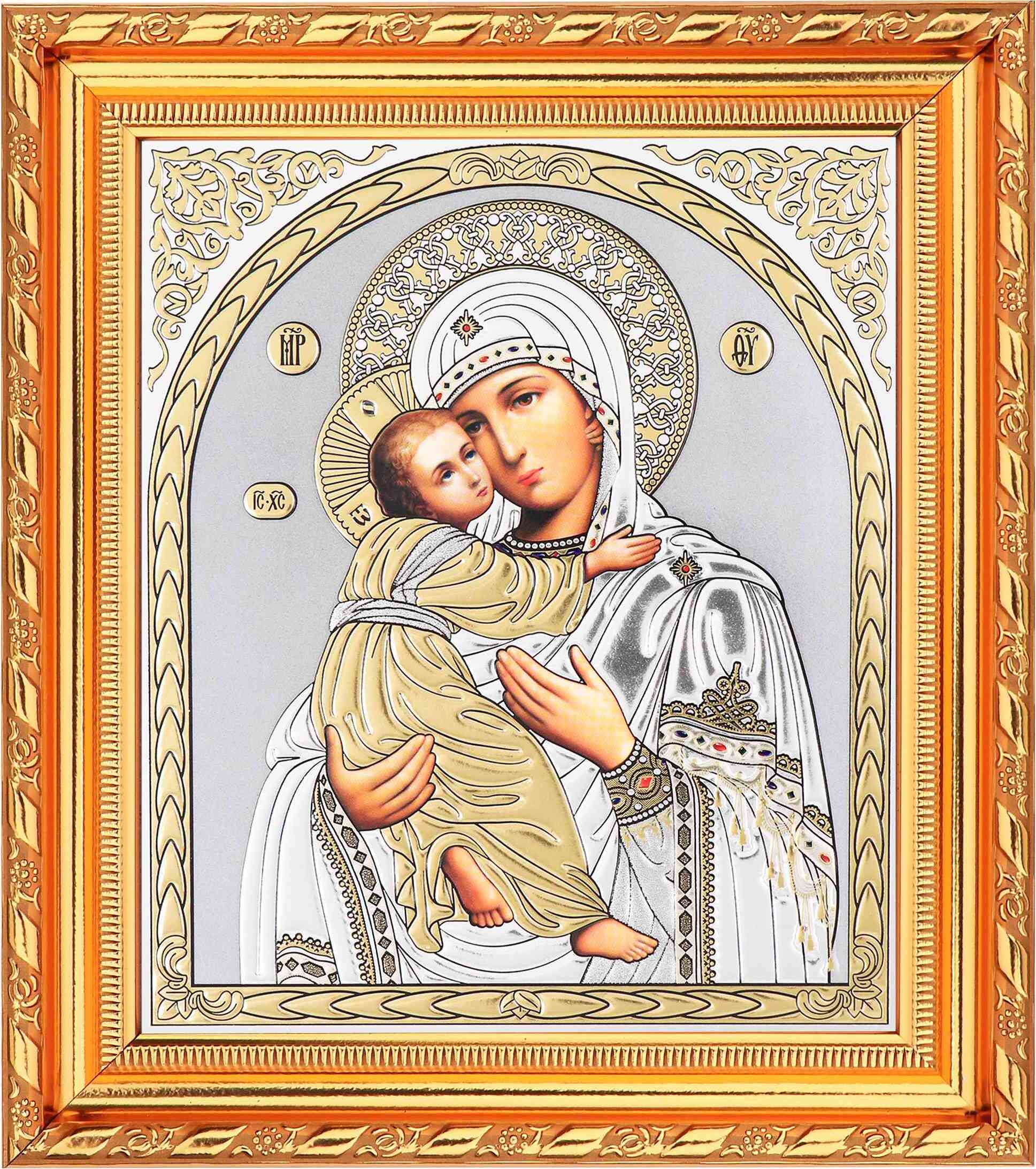 NKlaus Gottesmutter von Wladimir Ikone im Rahmen mit Glas 21x18cm Ikonografie 16566